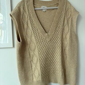 BDG Beige Cable Knit Sweater Vest